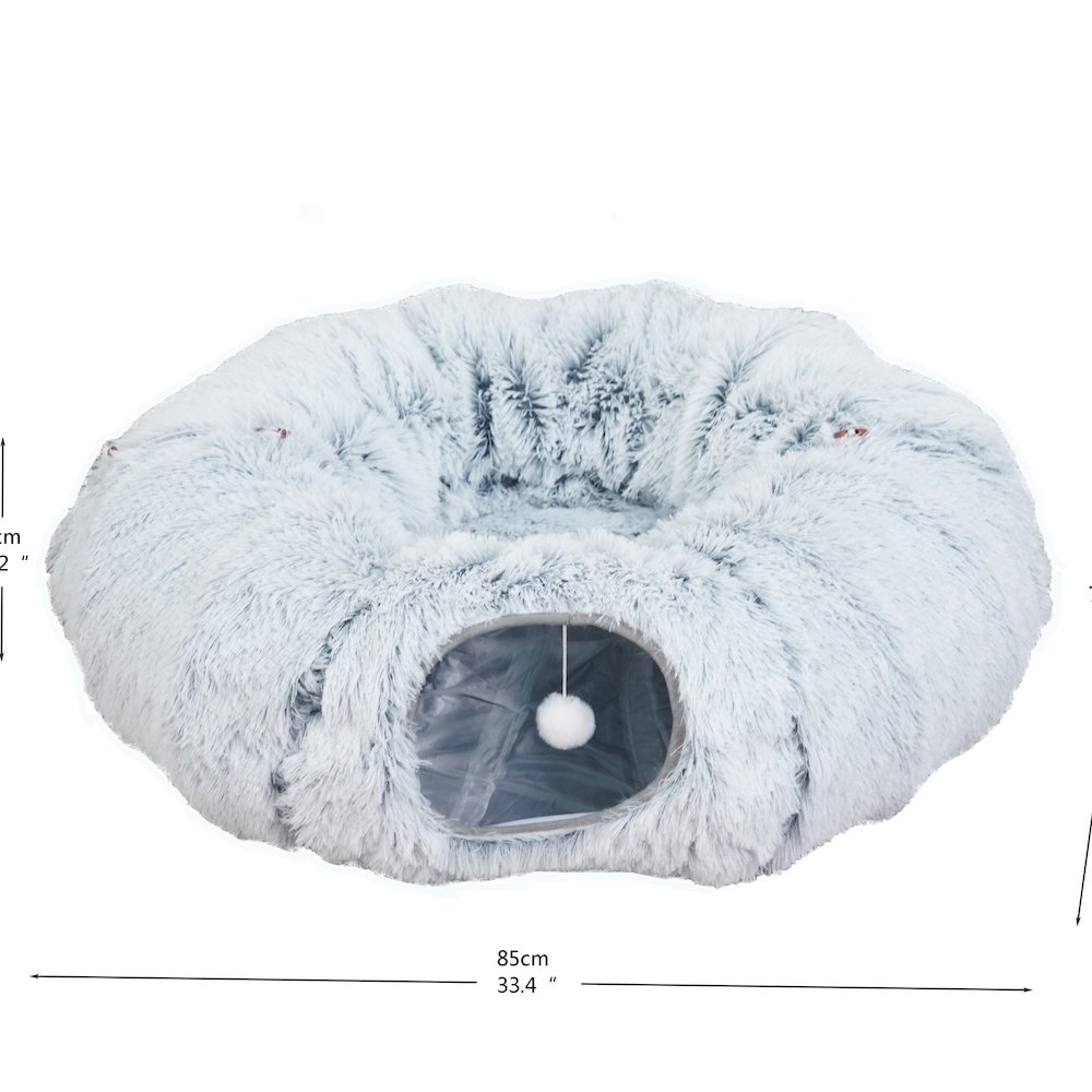Grey Cat Tunnel with Faux Fur