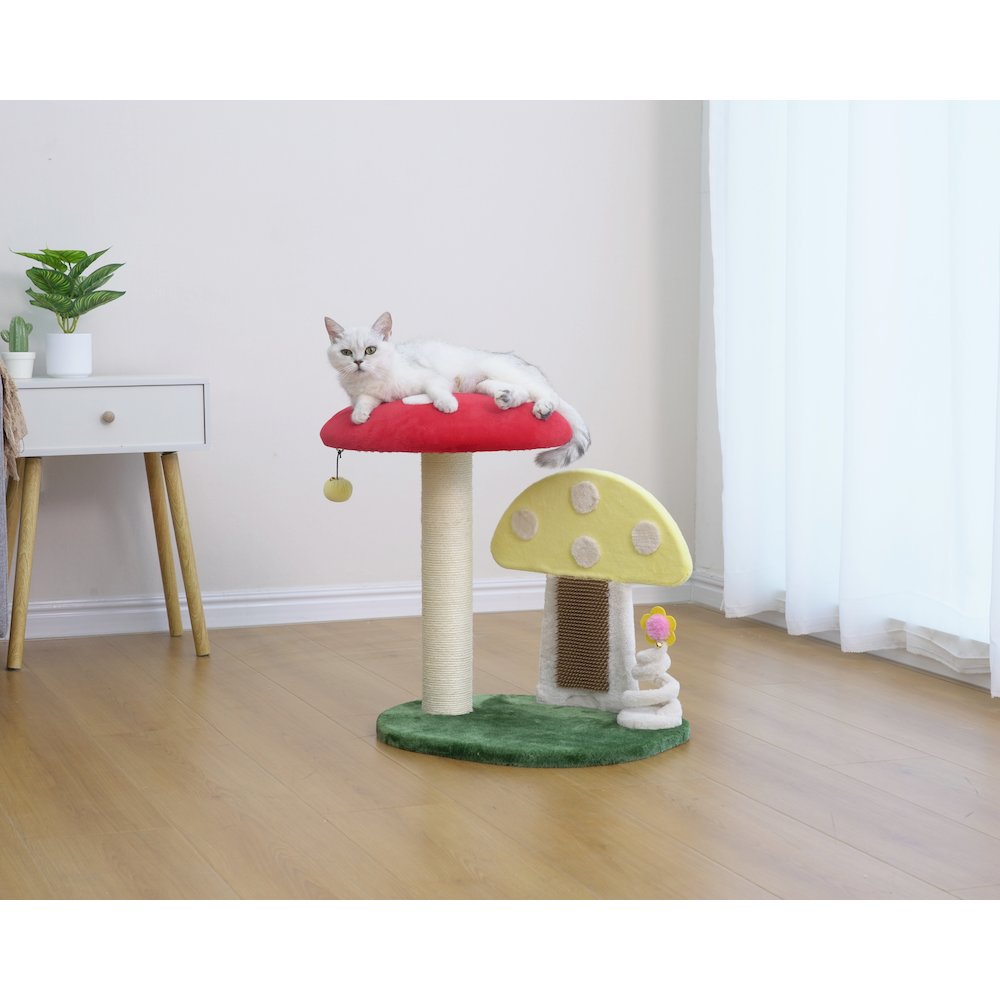 Apartment-Sized Magical Mushroom Cat Perch - 20"H, 2 Level, Medium, Moultrie
