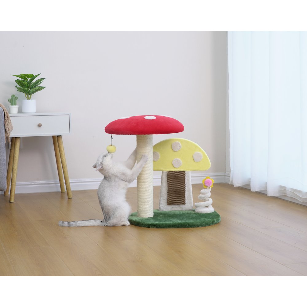 Apartment-Sized Magical Mushroom Cat Perch - 20"H, 2 Level, Medium, Moultrie
