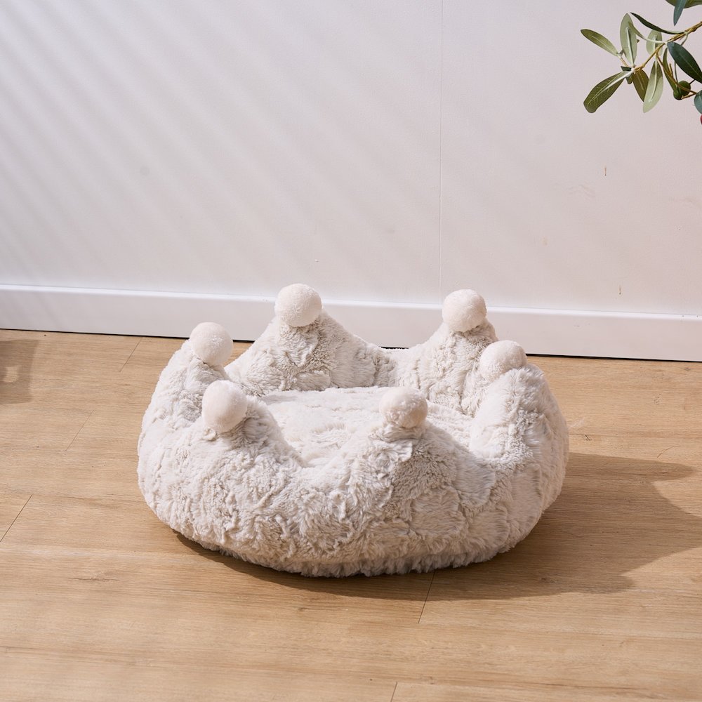 White Crown Cat Bed with Removable, Washable Bed