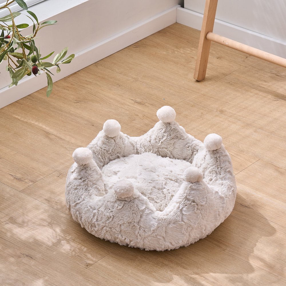 White Crown Cat Bed with Removable, Washable Bed