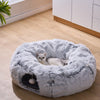 Grey Cat Tunnel with Faux Fur