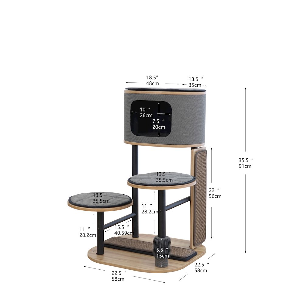 37-in Starbz Industrial 4-Level Cat Tree with Condo, Grey