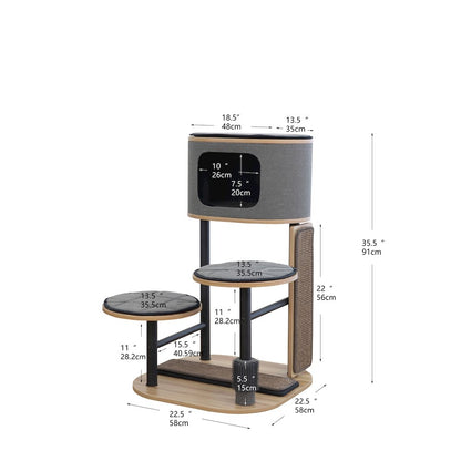 37-in Starbz Industrial 4-Level Cat Tree with Condo, Grey