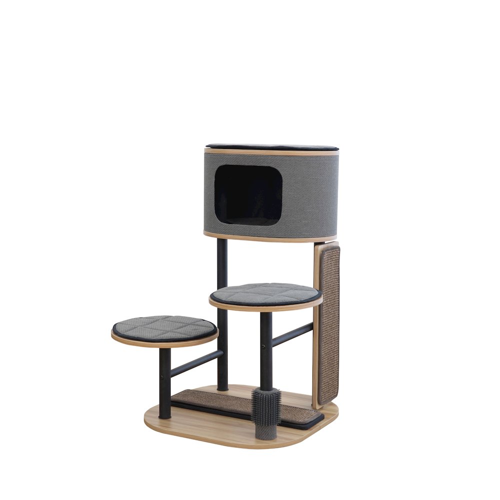 37-in Starbz Industrial 4-Level Cat Tree with Condo, Grey