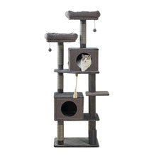 7-Level 67.5” Linen & Quilted Velvet Cat Tree with Recycled Paper Scratchers