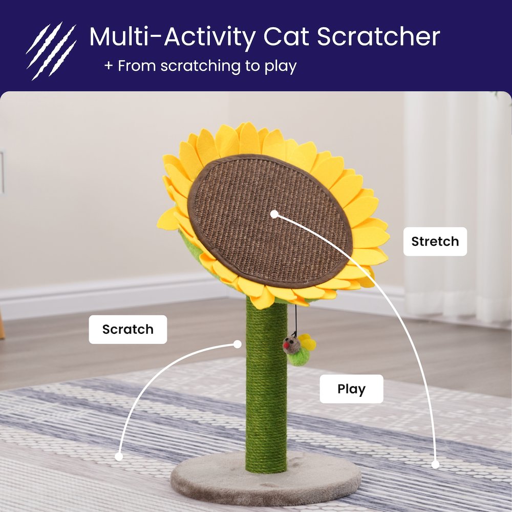 Sunflower 26" Cat Scratching Post with Replaceable Parts, Washable Beds