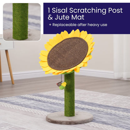 Sunflower 26" Cat Scratching Post with Replaceable Parts, Washable Beds