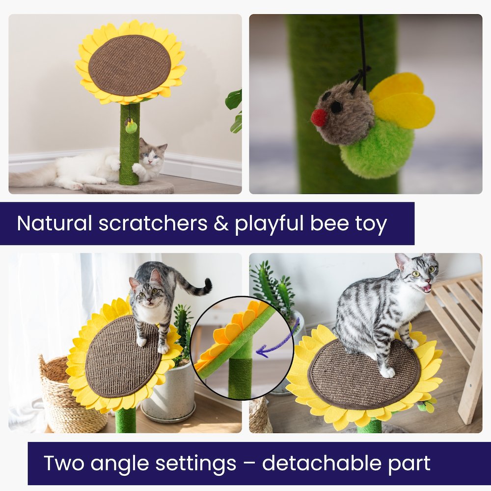 Sunflower 26" Cat Scratching Post with Replaceable Parts, Washable Beds
