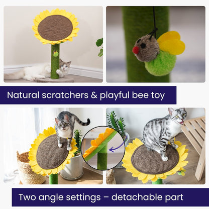 Sunflower 26" Cat Scratching Post with Replaceable Parts, Washable Beds