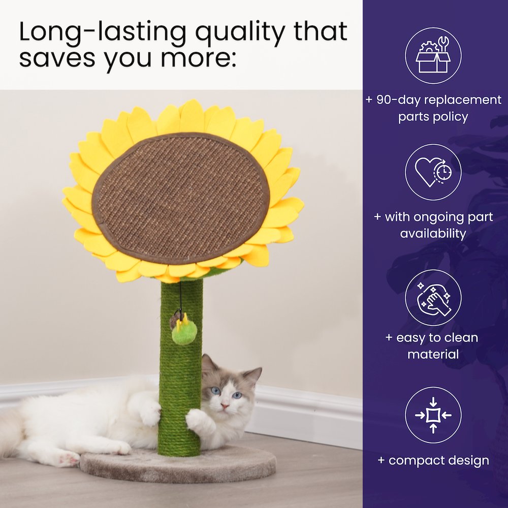 Sunflower 26" Cat Scratching Post with Replaceable Parts, Washable Beds