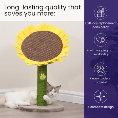 Sunflower 26" Cat Scratching Post with Replaceable Parts, Washable Beds