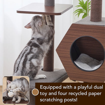 Wagon 2.0 5-level cat tower, Brown