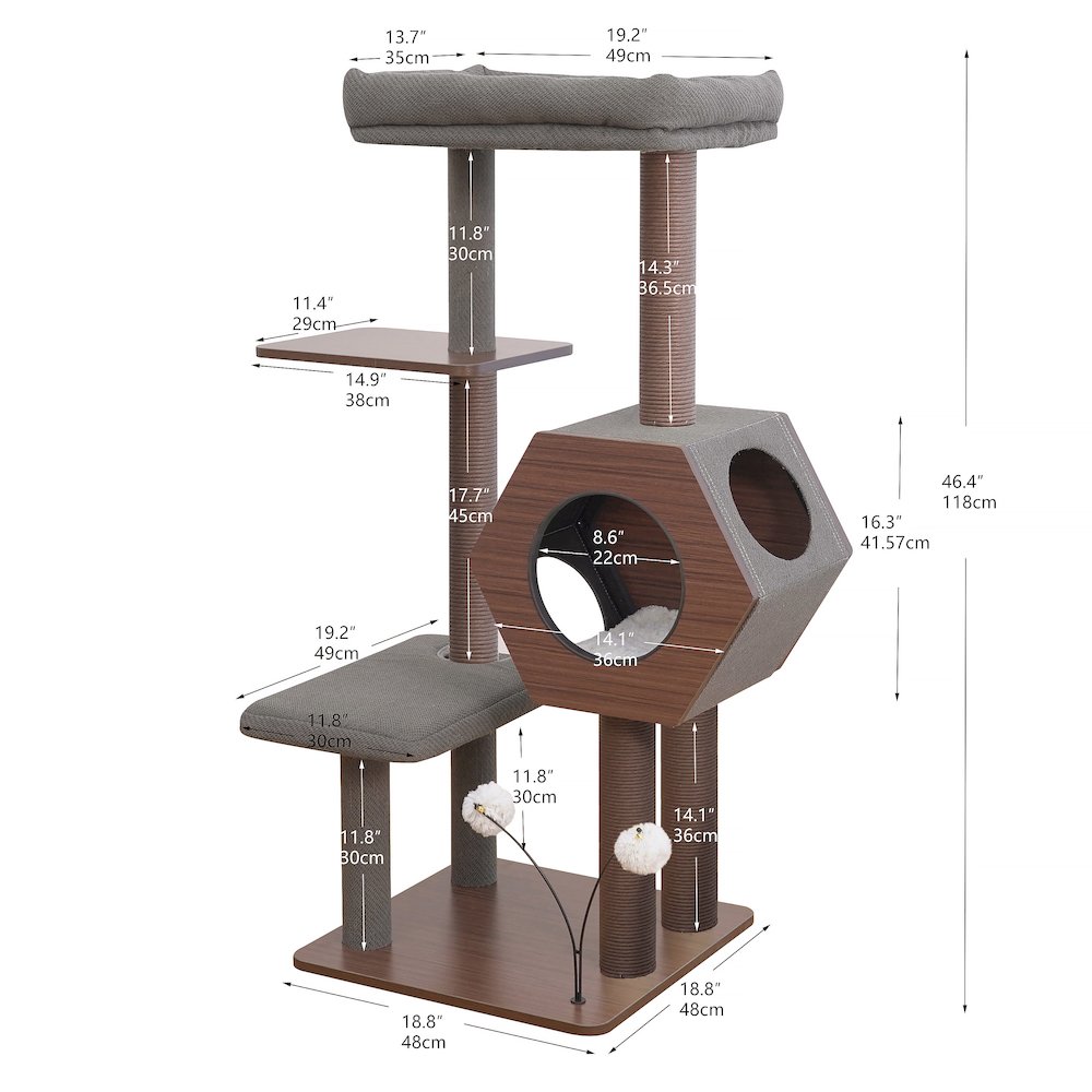 Wagon 2.0 5-level cat tower, Brown