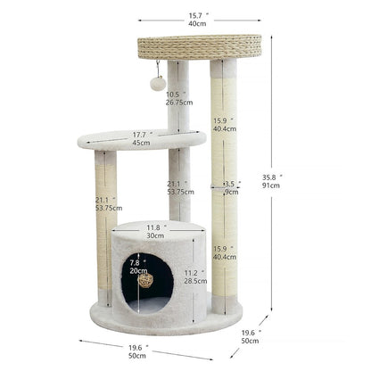 4-Level Cat Tower Winnipeg Medium Sustainable Cat Tree, 36"H