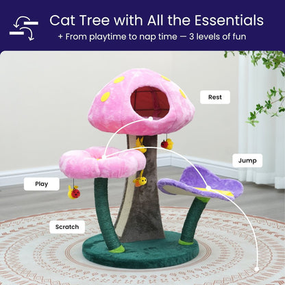 Wonderland 3-Level 31" Cat Tree for Cats & Kittens with Replaceable Parts