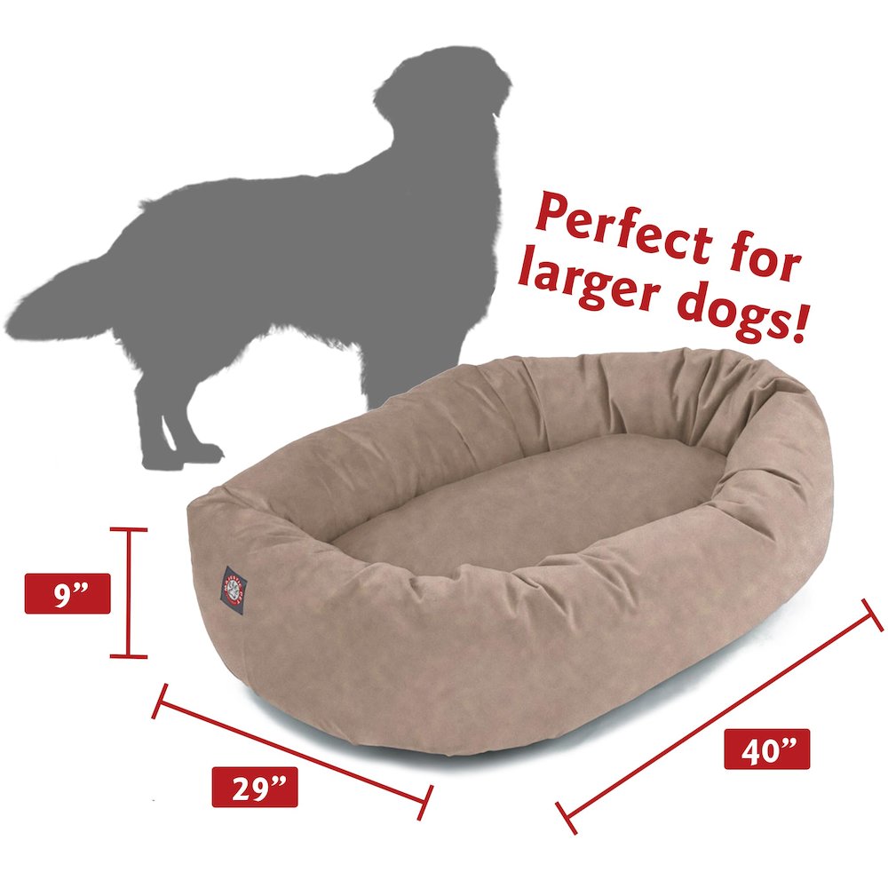 Majestic Pet 40 Inch Suede Calming Dog Bed Washable 40x29x9 (Inch) Stone