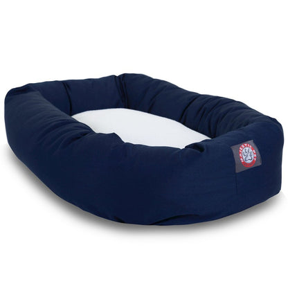 Majestic Pet 40 Inch Poly-Cotton Sherpa Calming Dog Bed Washable 40x29x9 Navy