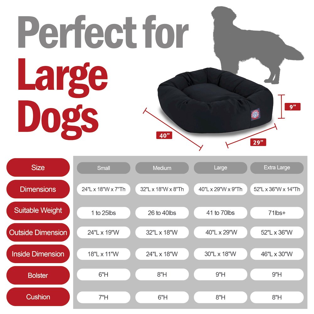Majestic Pet 40 Inch Bagel Calming Dog Bed Washable 40x29x9 (Inch) Black
