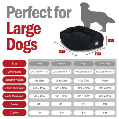 Majestic Pet 40 Inch Bagel Calming Dog Bed Washable 40x29x9 (Inch) Black