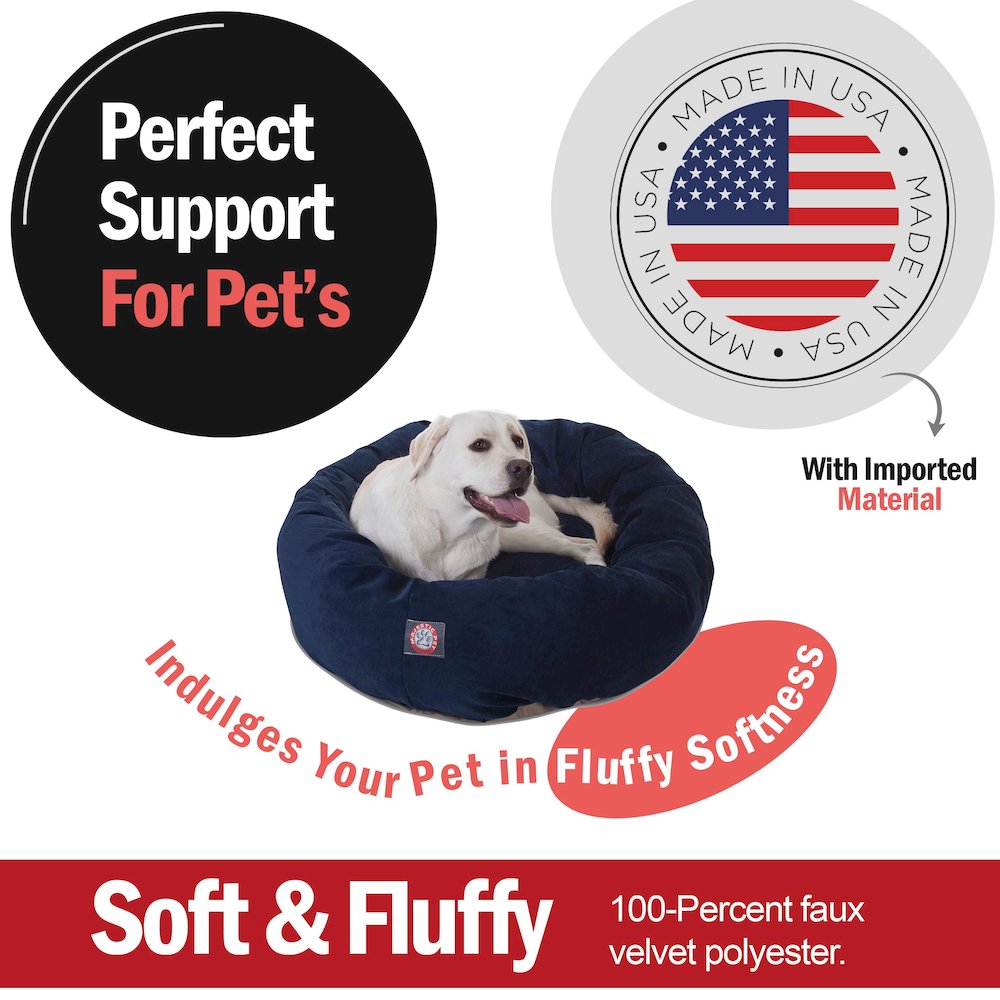 Majestic Pet 40 Inch Micro Velvet Calming Dog Bed Washable 40x29x9 (inch) Navy