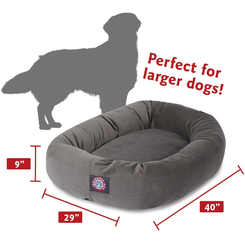 Majestic Pet 40 Inch Suede Calming Dog Bed Washable 40x29x9 (Inch) Gray