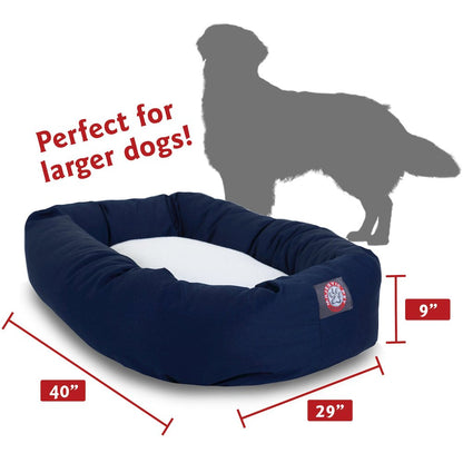 Majestic Pet 40 Inch Poly-Cotton Sherpa Calming Dog Bed Washable 40x29x9 Navy