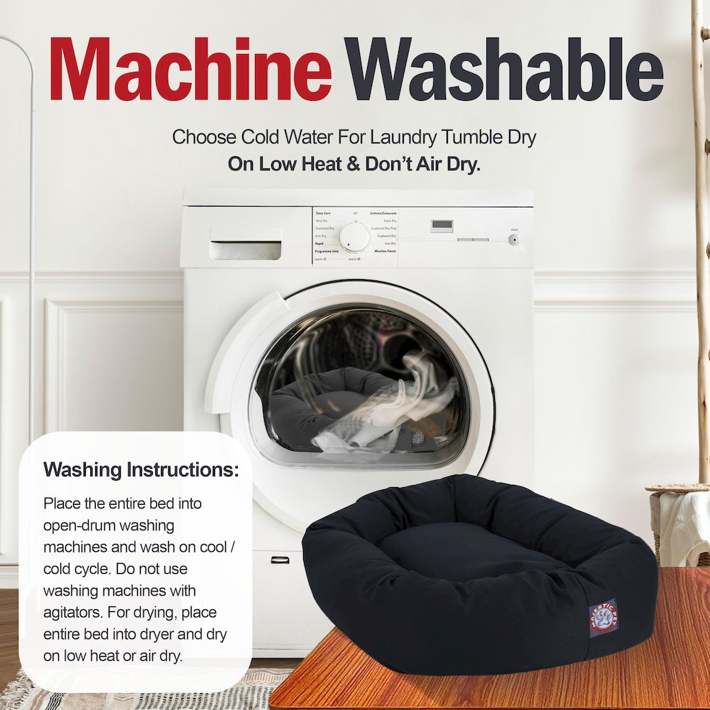 Majestic Pet 40 Inch Bagel Calming Dog Bed Washable 40x29x9 (Inch) Black