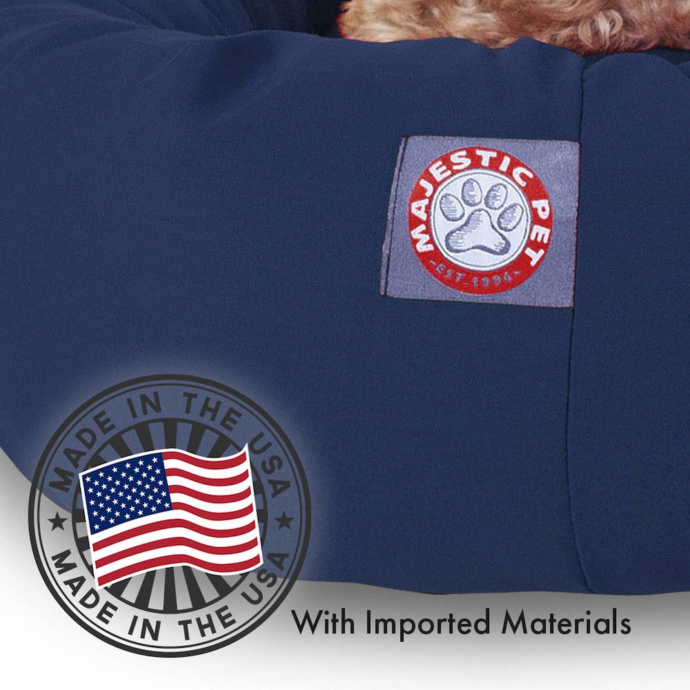 Majestic Pet 40 Inch Poly-Cotton Sherpa Calming Dog Bed Washable 40x29x9 Navy