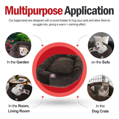 Majestic Pet 52 Inch Micro Velvet Calming Dog Bed Washable  52x35x11 Storm