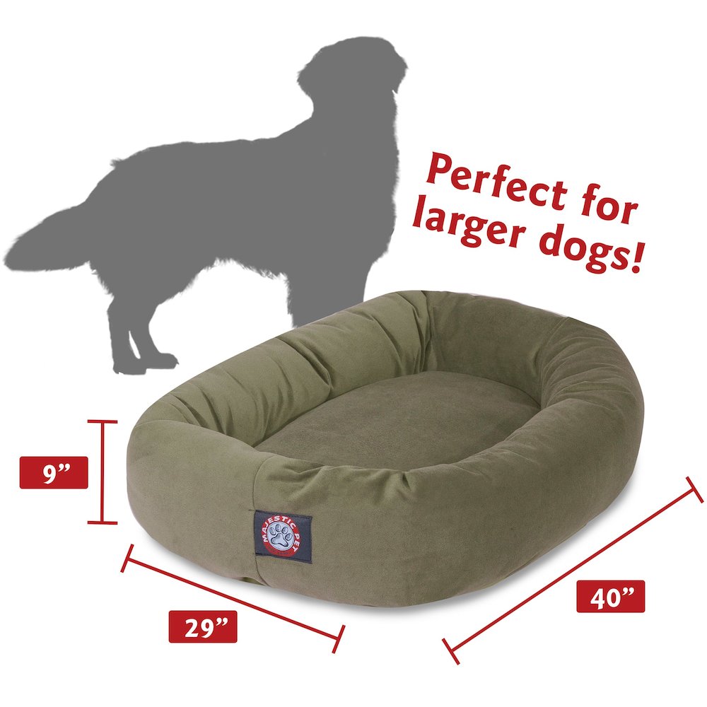 Majestic Pet 40 Inch Suede Calming Dog Bed Washable 40x29x9 (Inch) Sage