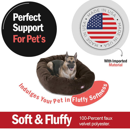 Majestic Pet 52 Inch Micro Velvet Calming Dog Bed Washable  52x35x11 Storm