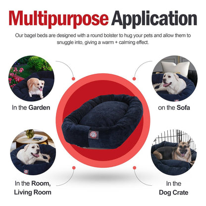Majestic Pet 40 Inch Micro Velvet Calming Dog Bed Washable 40x29x9 (inch) Navy