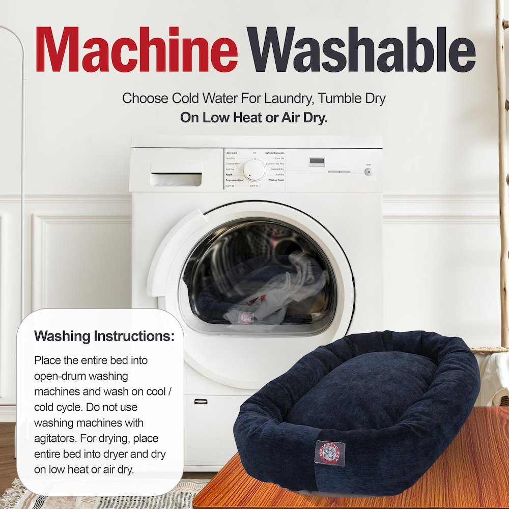 Majestic Pet 40 Inch Micro Velvet Calming Dog Bed Washable 40x29x9 (inch) Navy