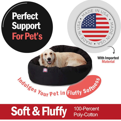 Majestic Pet 40 Inch Bagel Calming Dog Bed Washable 40x29x9 (Inch) Black