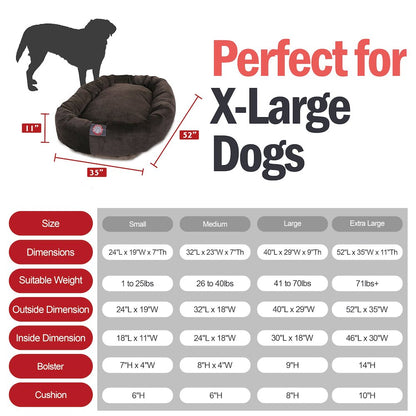 Majestic Pet 52 Inch Micro Velvet Calming Dog Bed Washable  52x35x11 Storm