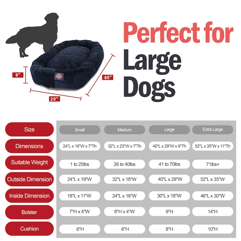 Majestic Pet 40 Inch Micro Velvet Calming Dog Bed Washable 40x29x9 (inch) Navy