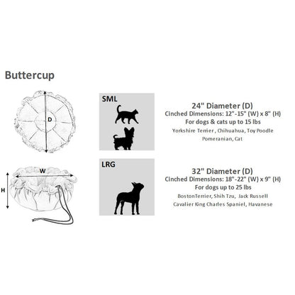 Buttercup Bed For Dogs in Aspen Fabric Finish Size - SML (24")
