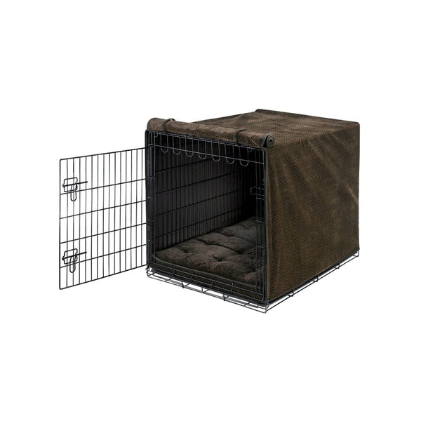 Crate Cover Bed For Dogs in Chocolate Bones  Fabric Finish Size - MED