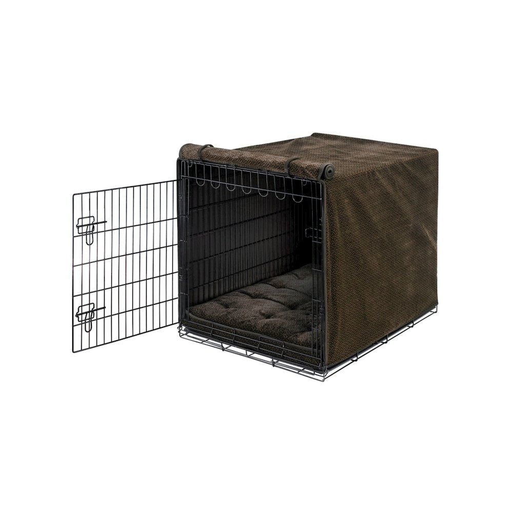 Crate Cover Bed For Dogs in Chocolate Bones  Fabric Finish Size - MED