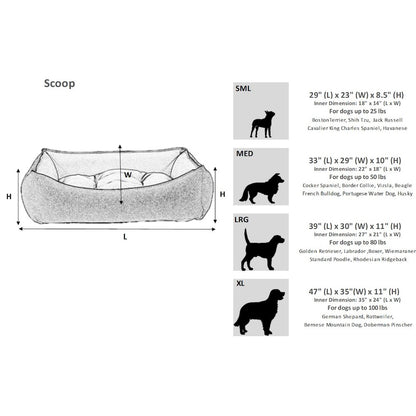 Scoop Bed For Dogs in Sanibel Stripe Fabric Finish Size - SML