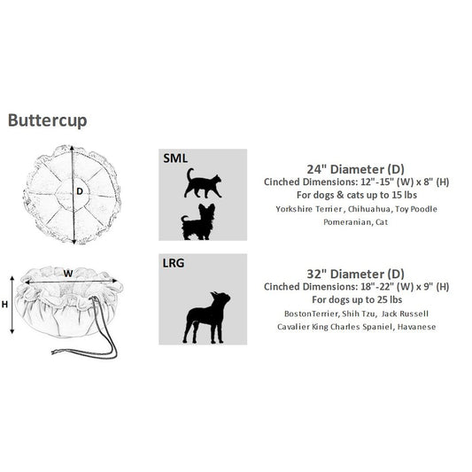 Buttercup Bed For Dogs in Fluffernutter Fabric Finish Size - SML (24")
