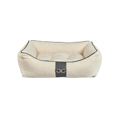Signature Scoop Bed For Dogs in Ivory Sheepskin Fabric Finish Size - LRG
