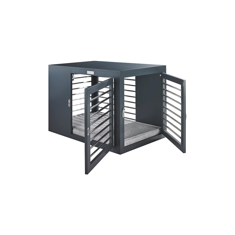 Moderno Crate Bed For Dogs in Grey Fabric Finish Size - LRG