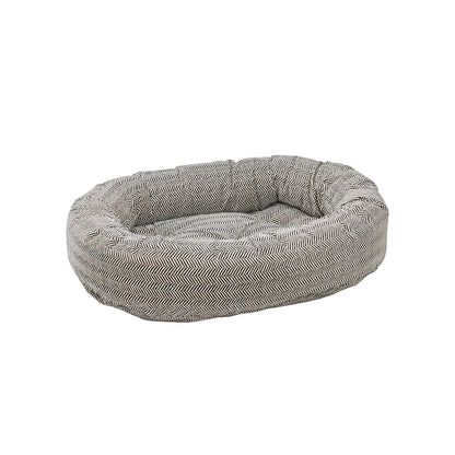 Donut Bed For Dogs in Herringbone  Fabric Finish Size - SML