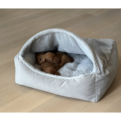 Canopy Bed For Dogs in Winter White Fabric Finish Size - LRG