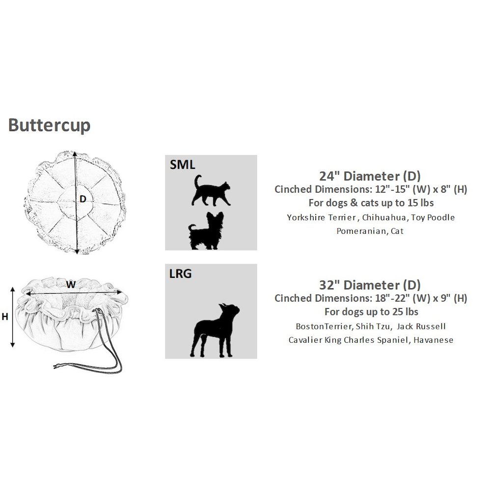 Buttercup Bed For Dogs in Winter White Fabric Finish Size - SML (24")