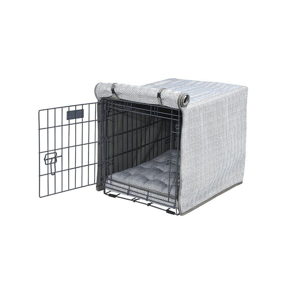 Crate Cover Bed For Dogs in Taupe Herringbone Fabric Finish Size - XL