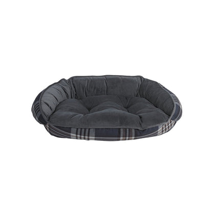 Crescent Bed For Dogs in Greystone Tartan Fabric Finish Size - LRG