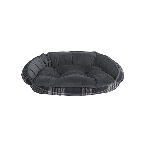 Crescent Bed For Dogs in Greystone Tartan Fabric Finish Size - XL